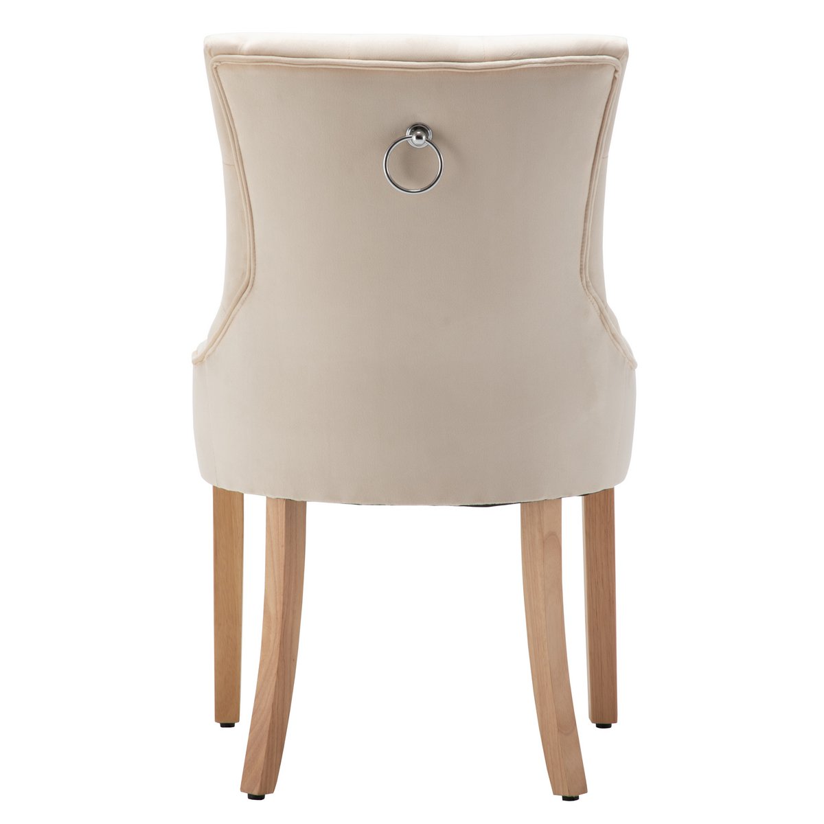 Vue latérale de la chaise Moebilia en velours crème