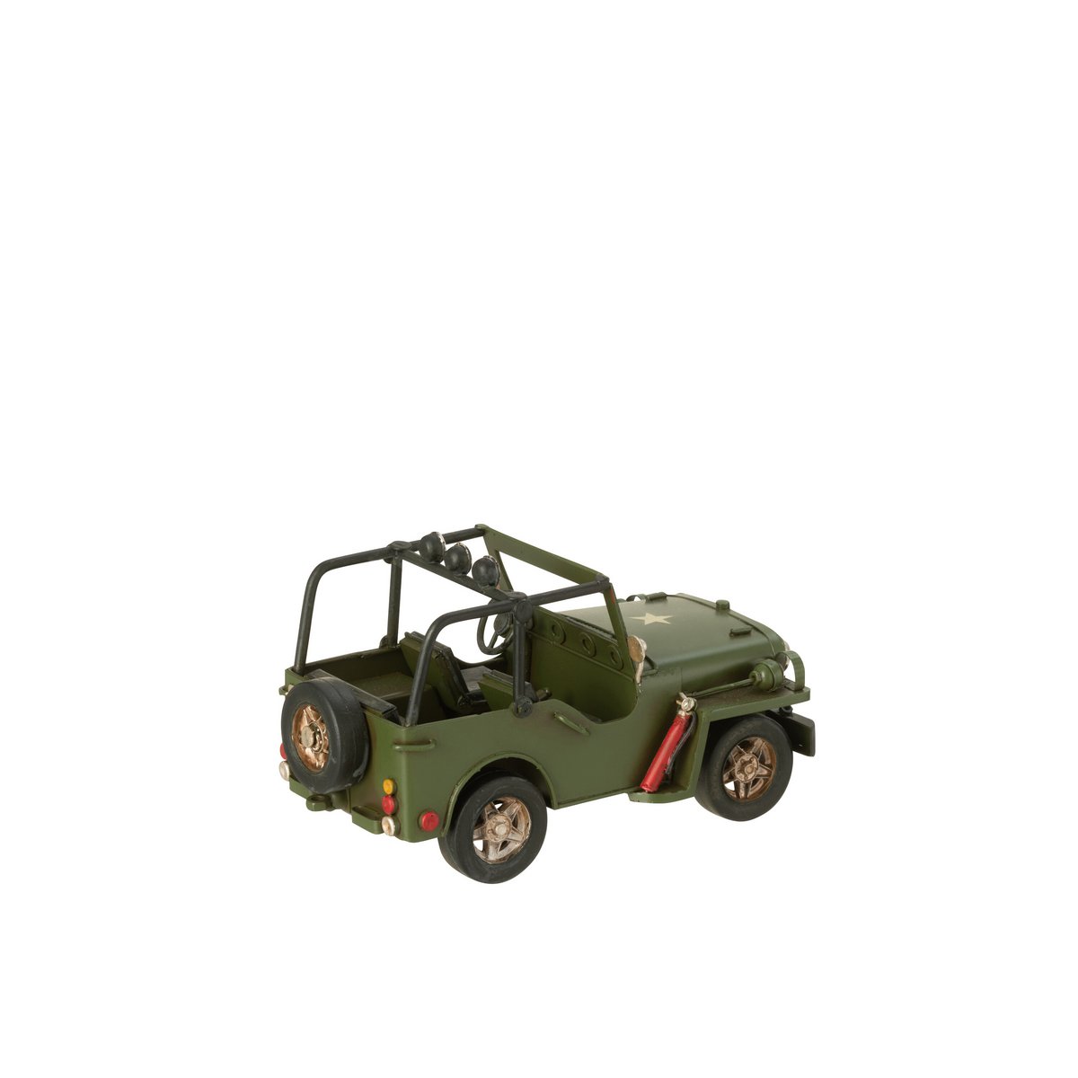 Décoration J-Line 4x4 Antique en métal vert kaki - vue de face