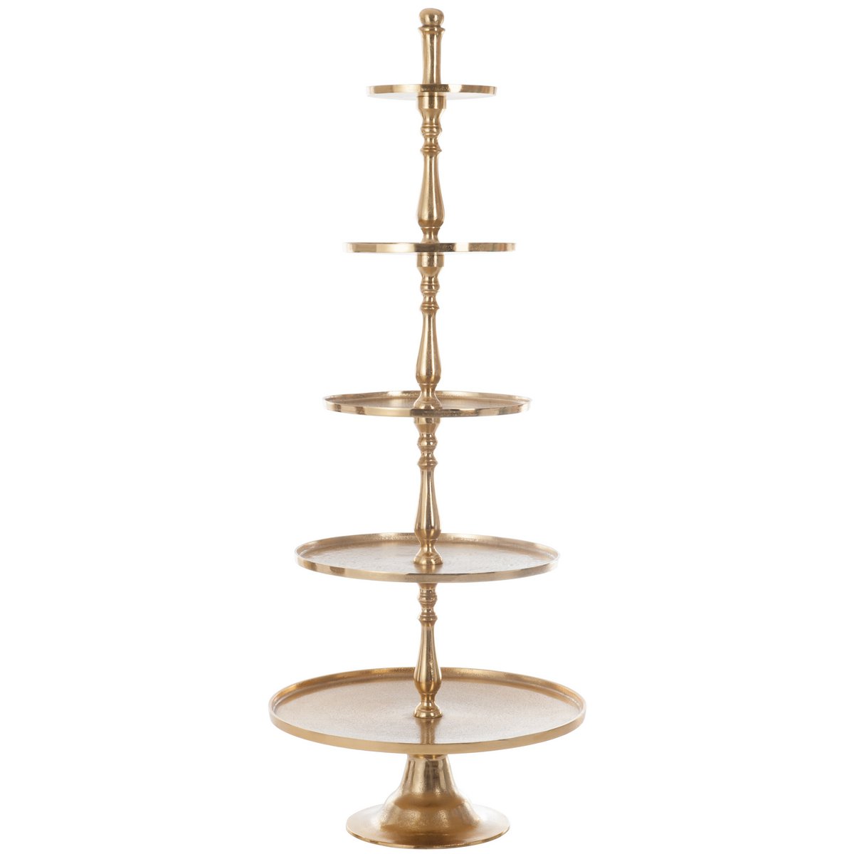 Vue latérale de l'étagère J-Line 5 niveaux en aluminium doré