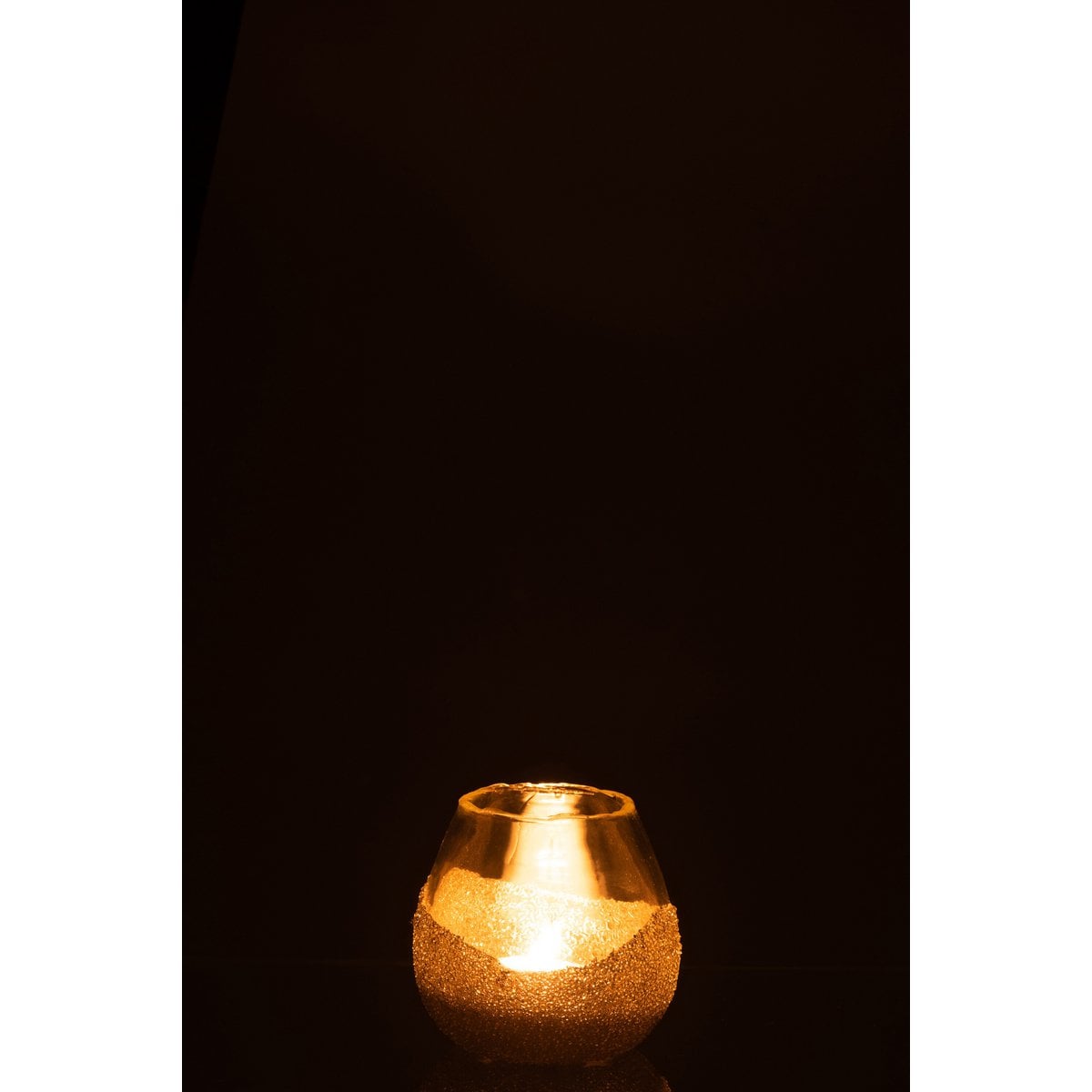 Bougeoir J-Line en verre doré, ambiance chaleureuse sur table