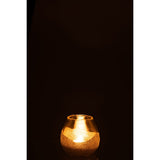 Bougeoir J-Line en verre doré, ambiance chaleureuse sur table
