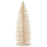 Détail de l'arbre de Noël J-Line, finition en bois blanc élégant.