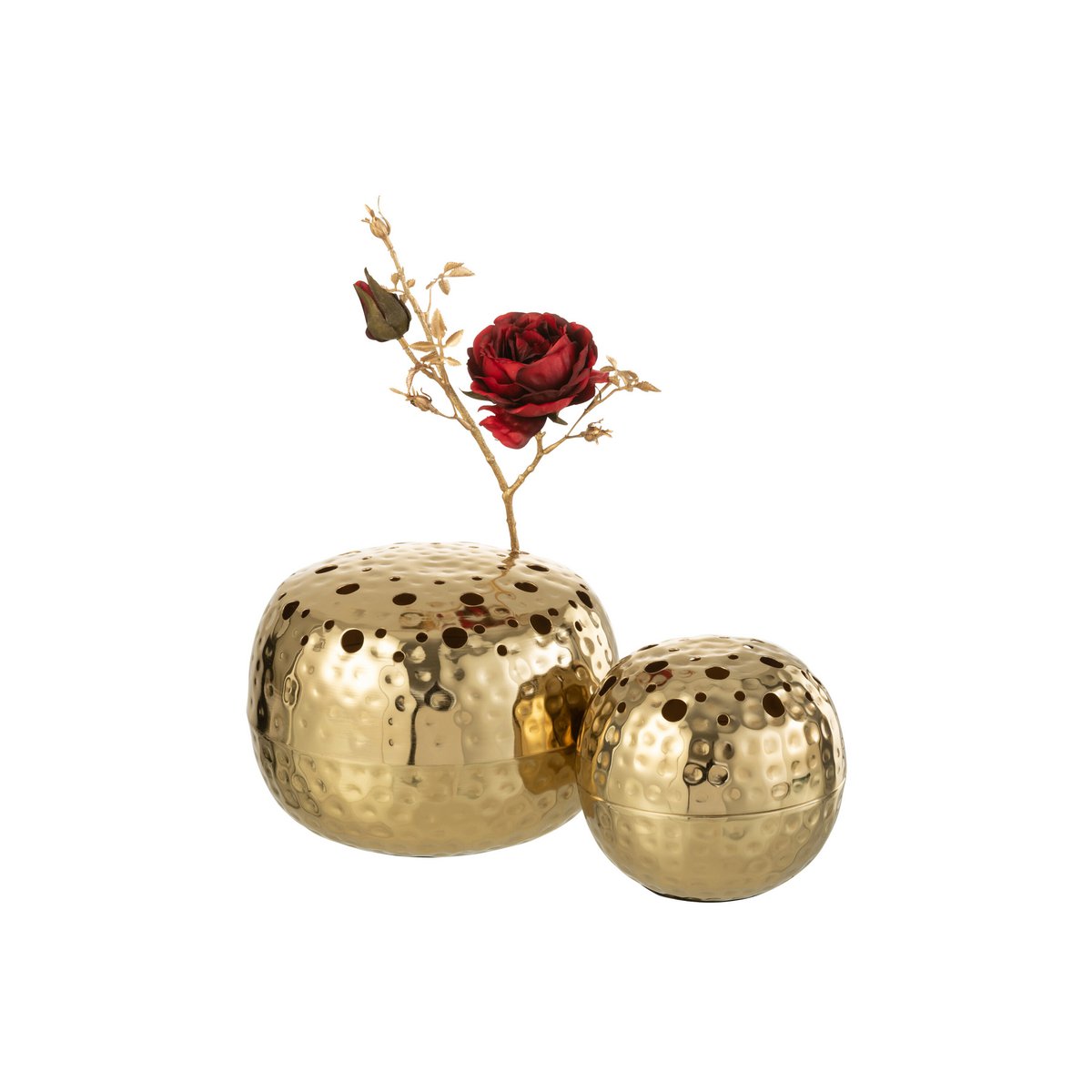 Vase J-Line Boule en métal doré, vue rapprochée des détails