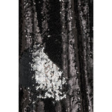 Détail des paillettes du rideau J-Line noir et argent