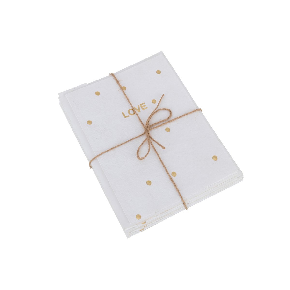 Cartes de décoration J-Line en papier blanc, posées sur une table