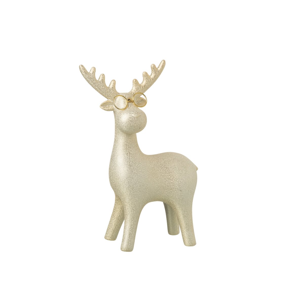 Figurine Renne J-Line en porcelaine dorée - vue latérale