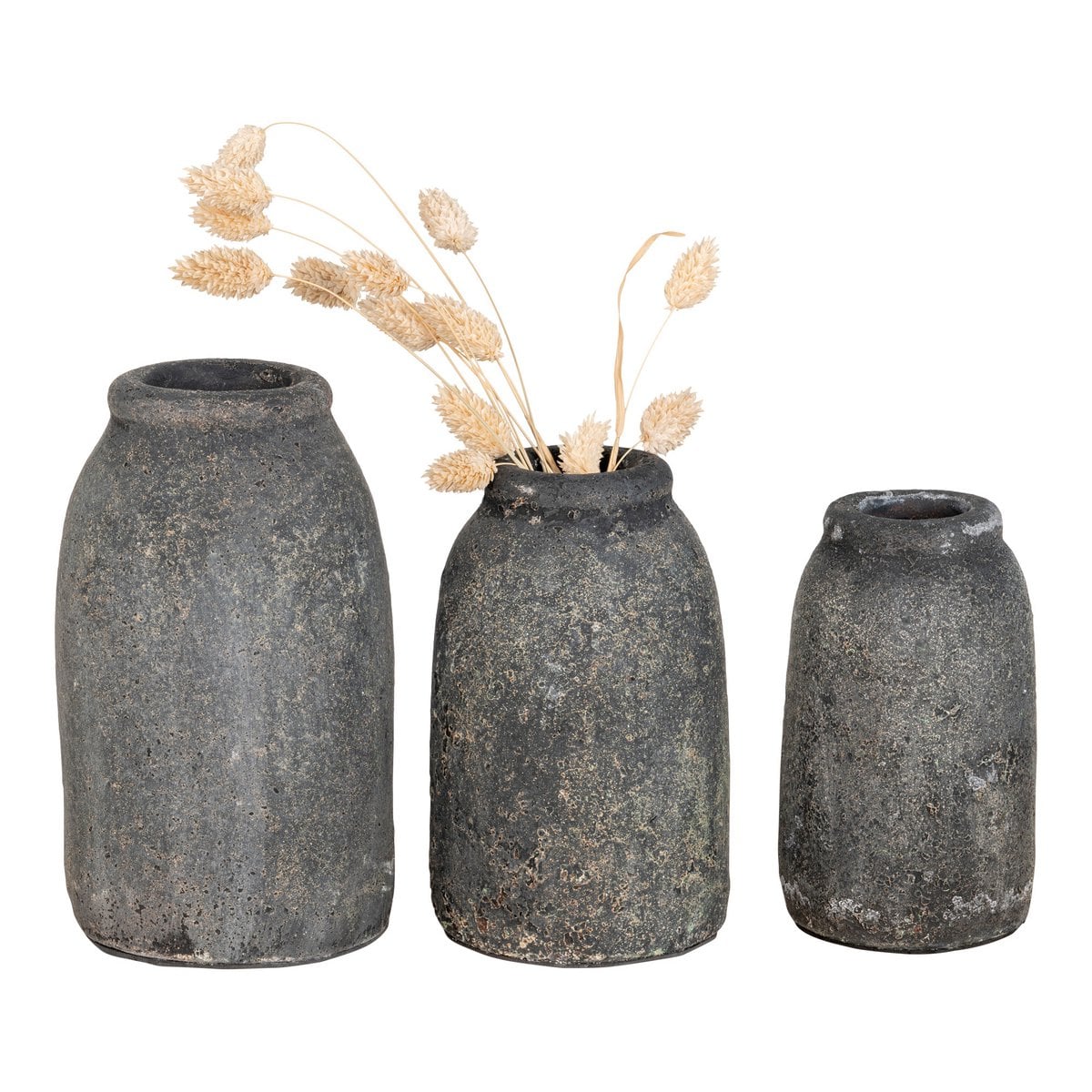 Vase Velas en terre cuite gris clair antique, vue de face