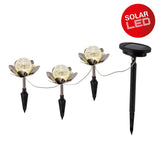 Solar-Deco-Earthspieß 3 Set "LULE" Ø Env. 10 cm, env. 20 cm de haut, en acier inoxydable, verre avec un effet de crépitement