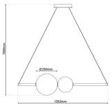 LED PRENDANT LAMP chrome "Nova" fait de verre en métal, en plastique et en fumée en métal et en métal, avec des LED fermement construites, environ. 105 cm de long