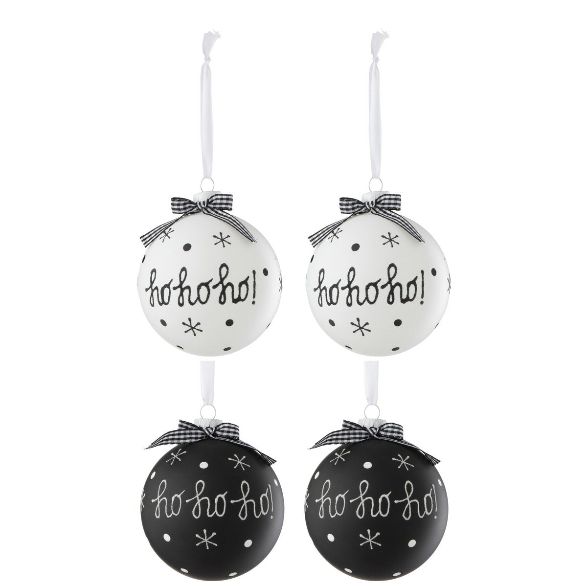 Boules de Noël en verre noir et blanc J-Line, élégantes et raffinées