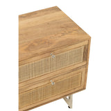 J-Line Table de chevet Rotin Bois de Manguier Naturel