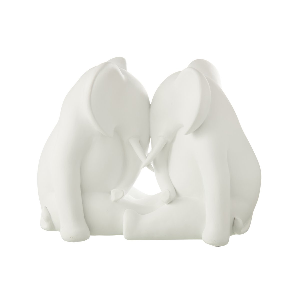 Éléphants en polyrésine blanche J-Line, détail artistique et design moderne