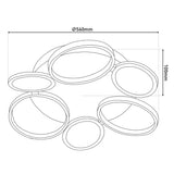 Plafond LED "Stelari" Ø 56 cm, en métal en plastique en acier et en plastique blanc, avec des LED fermement intégrées, lamp-plafond pour le salon ou le bureau