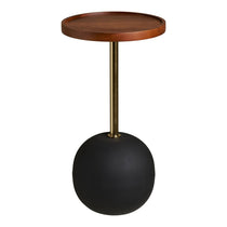 Table d'appoint Sirone en manguier et acier, vue de face