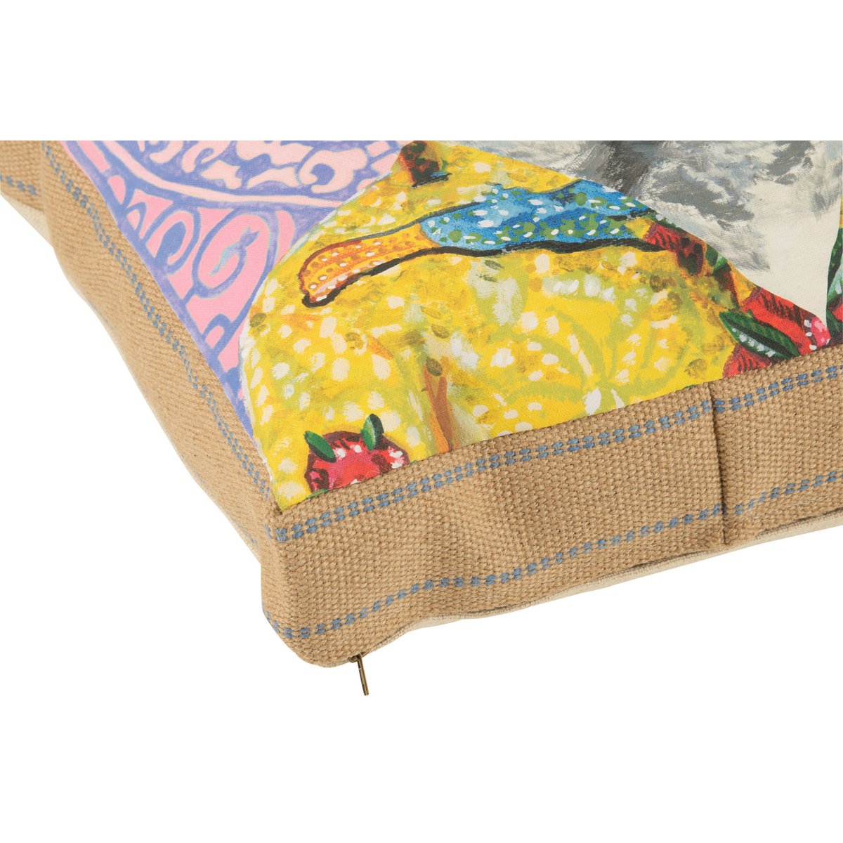 Détail du coussin Cat Popart J-Line - texture polyester et lin