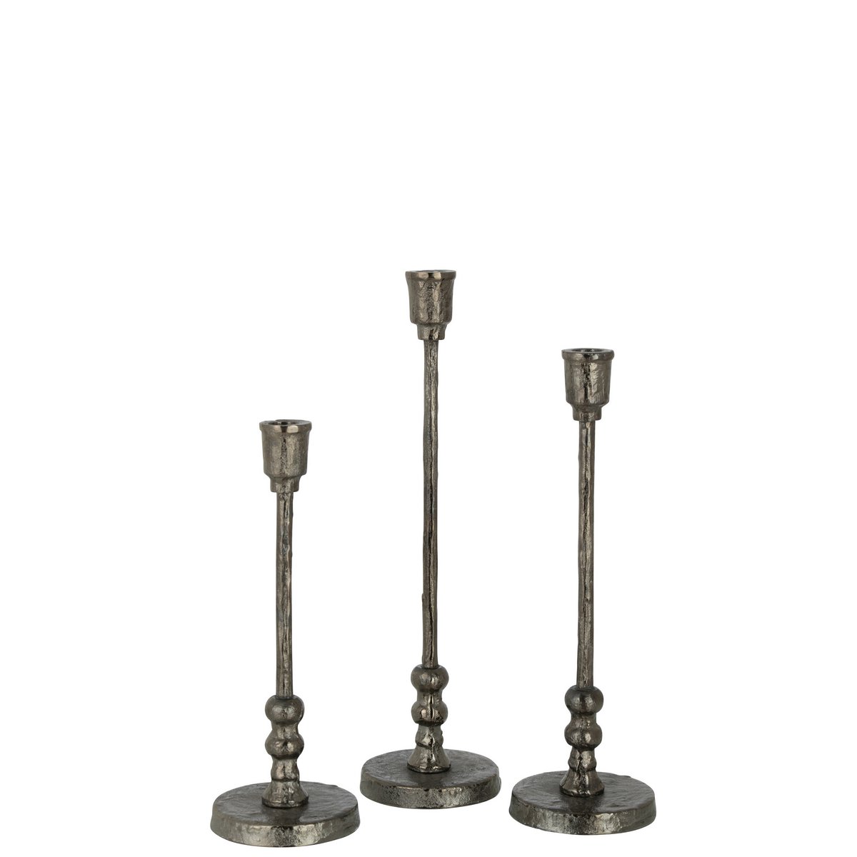 Set de trois bougeoirs Becca en aluminium noir, vue de face