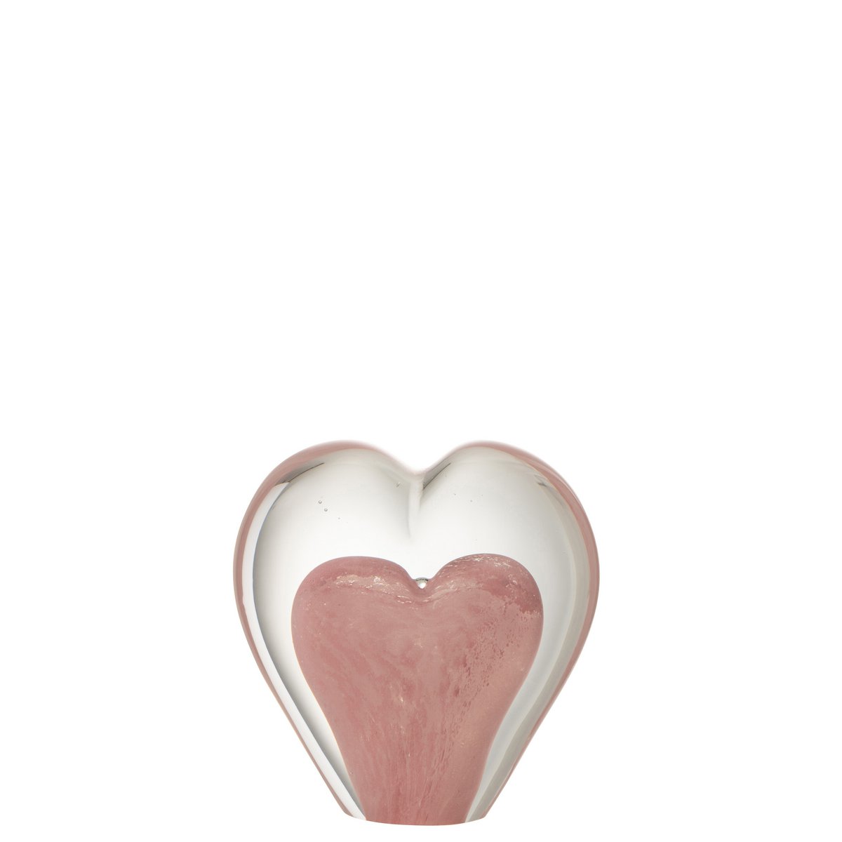 Presse-papier J-Line Coeur en verre rose - élégant et raffiné