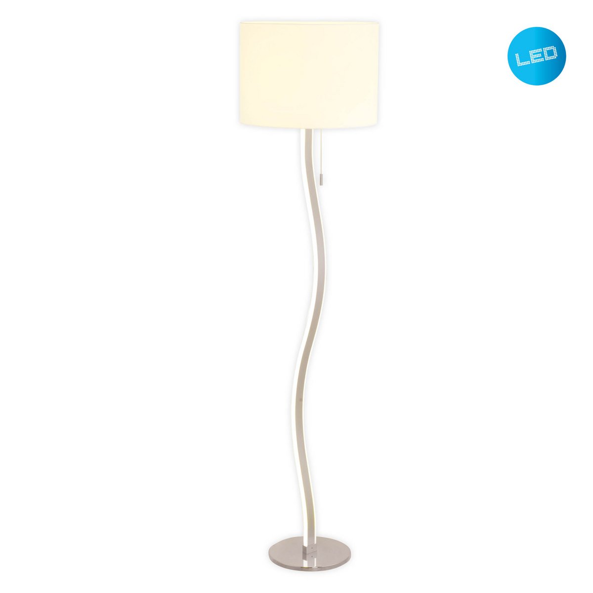 Lampadaire LED "Aurelia" en métal et en plastique en blanc avec des LED fermement construites, 163 cm de haut, éclairage pour le salon, la salle à manger ou le bureau