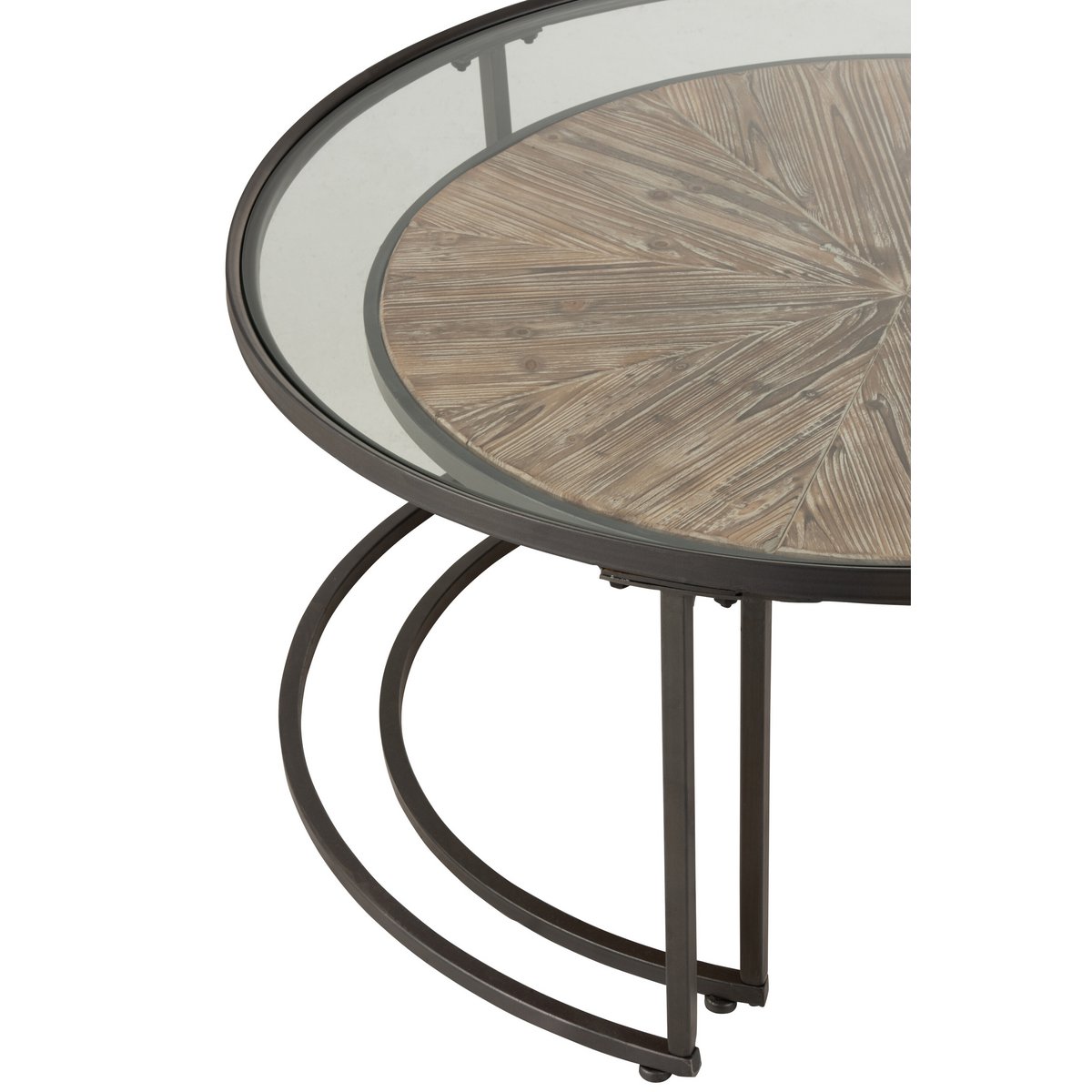 J-Line Tables Basses Rondes, détail des pieds en métal