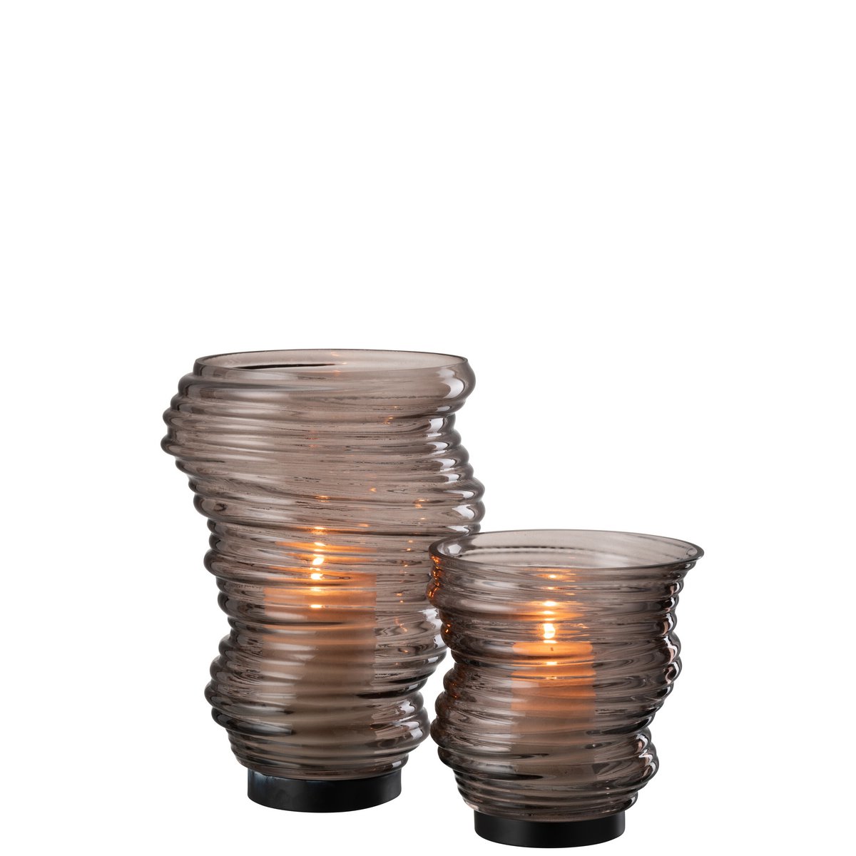 Vase Tornado en verre gris avec des fleurs, décoration élégante