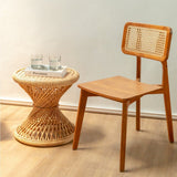 Table d'appoint en rotin | Table basse | Table basse ronde LUHU Ø45 cm Beige