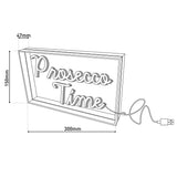 Décoration de "Time du Prosecco" LED Light pour 30 x 15 cm, en bleu et en magenta-rouge