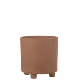 Pot de fleurs Thibault en céramique marron, vue latérale