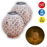 2 Set LED Decoration Lumière solaire Ø 18 cm Décoration extérieure en métal en blanc avec des LED intégrées