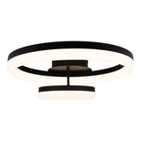Plafond CCT LED "circulo" en métal noir et en plastique de couleur sable de 53 cm de long