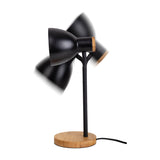 Lampe de bureau "Marie" en métal et en bois, E14, noir, 36,5 cm de haut