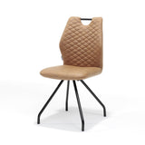 Chaise carlos noir tissu soft cognac