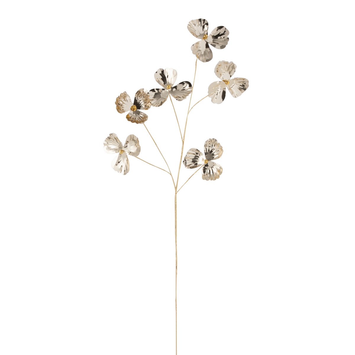 Fleur en plastique doré J-Line, élégance et réalisme pour décoration intérieure