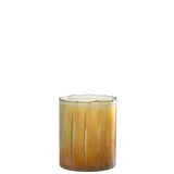 Bougeoir J-Line Stripes en verre jaune - ambiance décorative