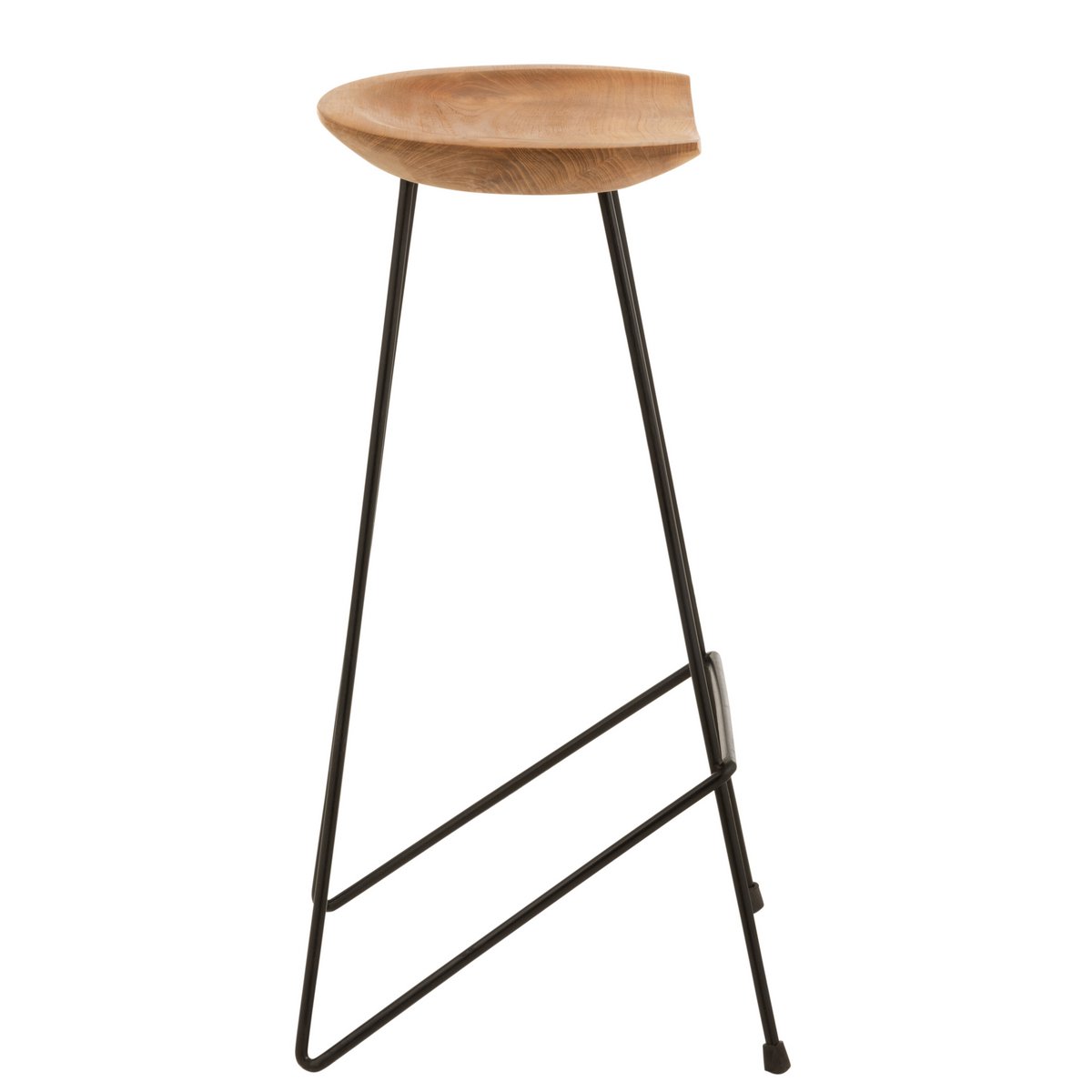Chaise de bar J-Line en bois et fer avec vue de face
