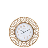 Détail de l'horloge J-Line Wise Wonder, design scandinave en rotin