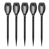 5 coffre-bas de terre LED Set "Torche" 45 cm en plastique gris, avec LED intégrée, lumière solaire pour l'extérieur