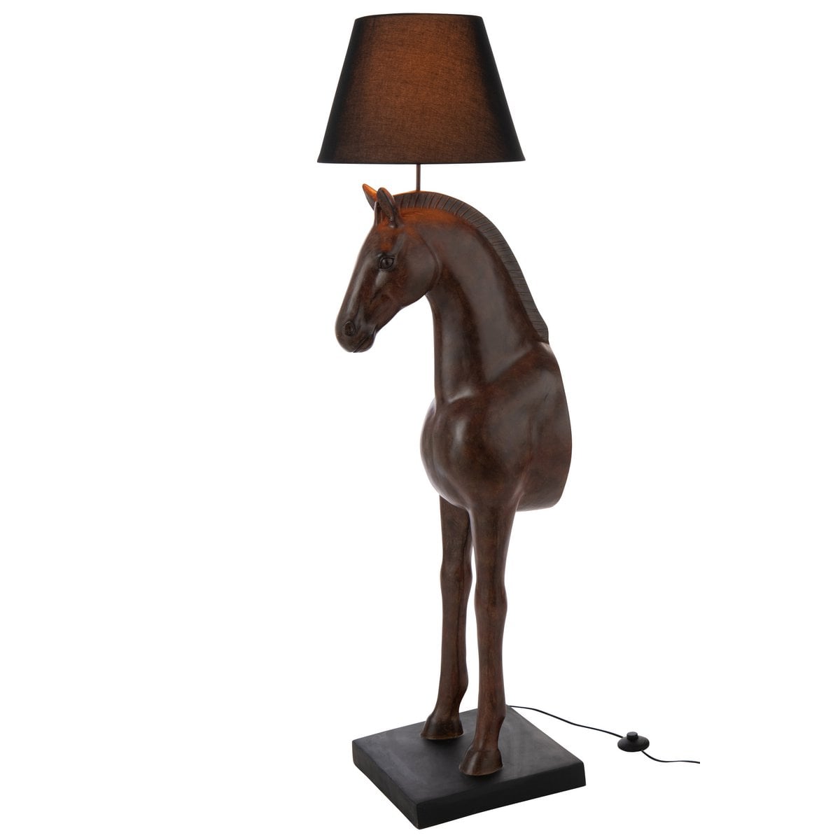 Lampadaire J-Line Paardenvoork en polyresine marron, vue de face