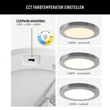 Le plafond LED "bonus", fonction, plafond métallique et plastique, les anneaux en chrome et blanc peuvent être modifiés, avec des LED fermement construites, 22,5 cm de diamètre