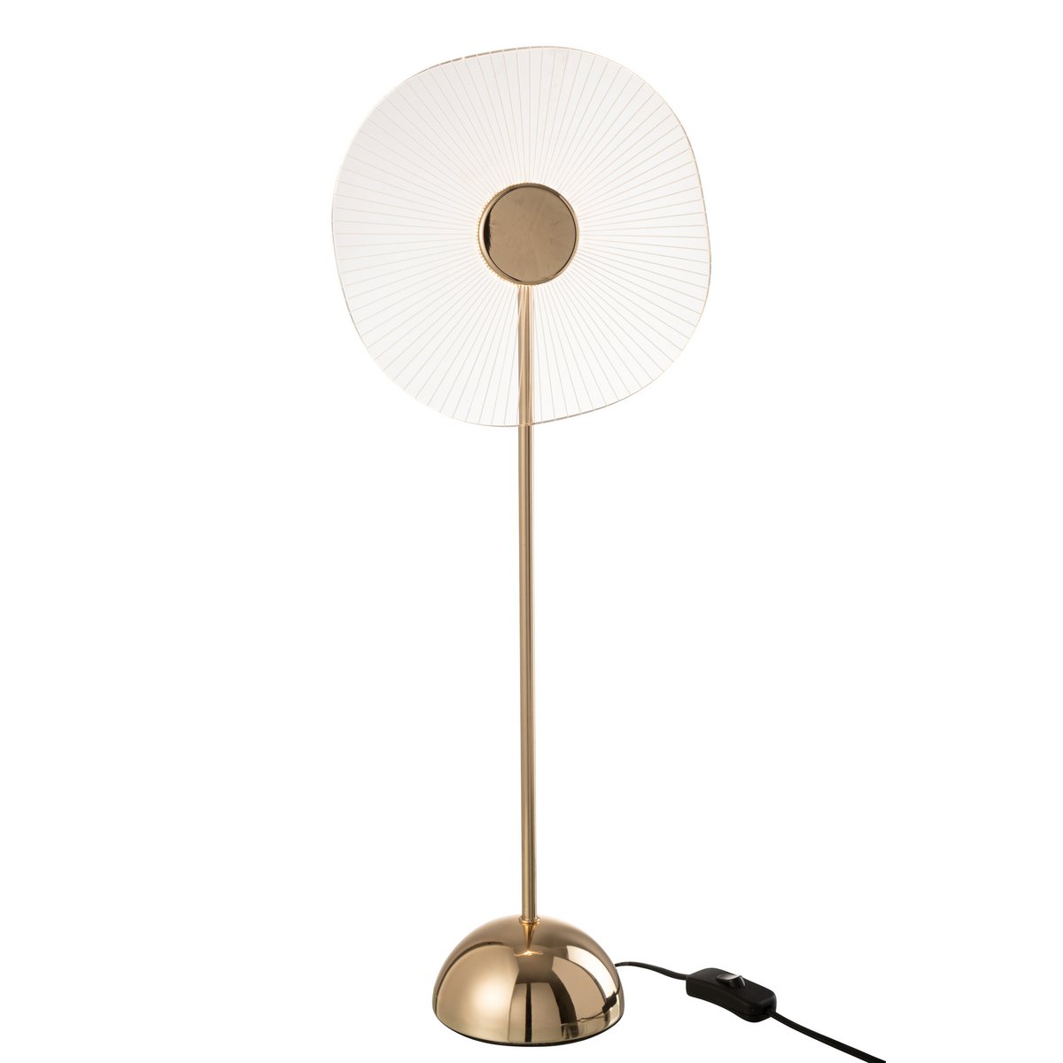 Lampe de table LED Fleur en métal doré allumée