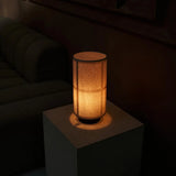 Lampe à poser Sakura marron foncé en lin et bois