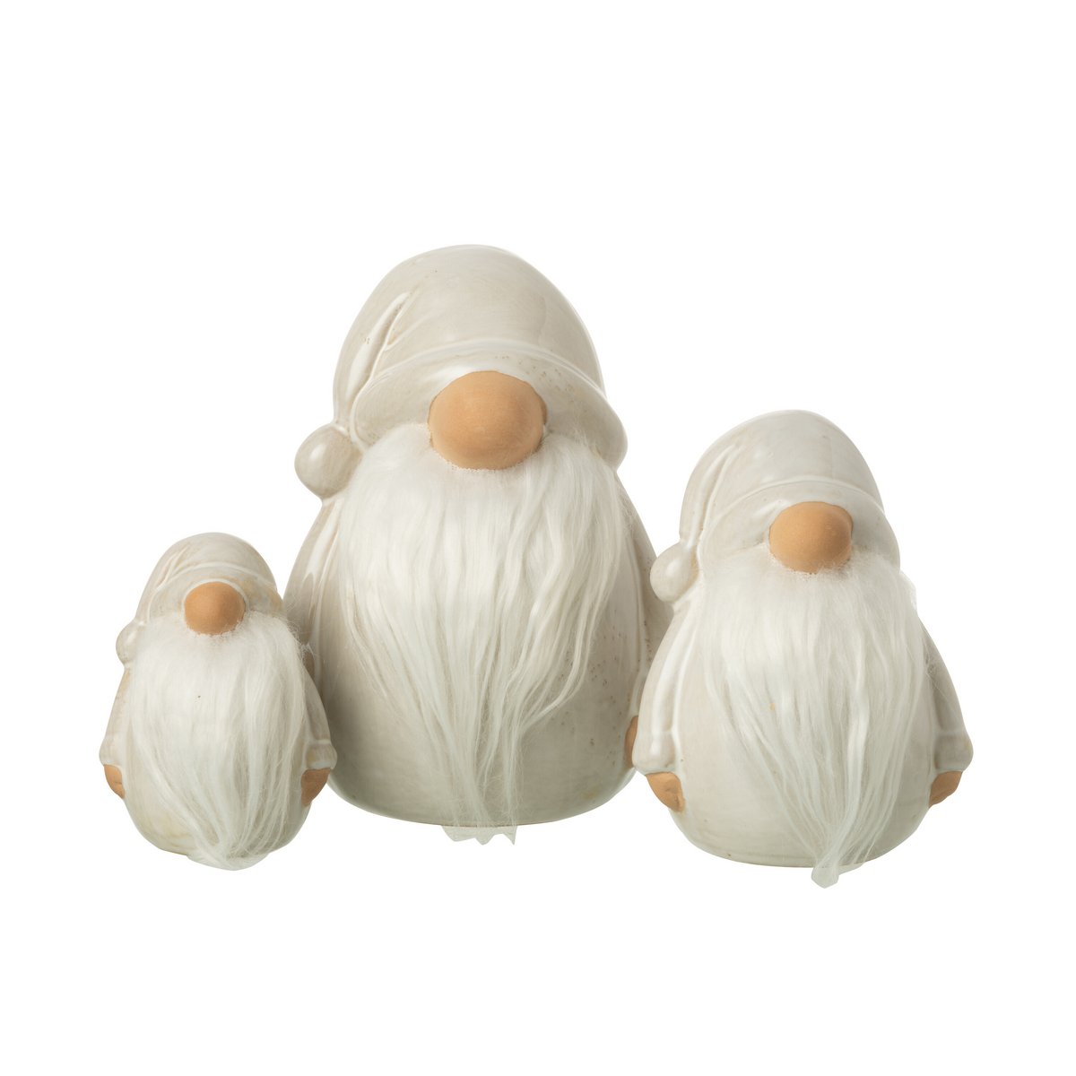 Figurine J-Line Gnome Beard en porcelaine grise, vue de face