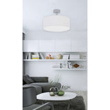 Plafond textile "New York", lampe de plafond classique avec des lames de texte en blanc, socket E27, 40 cm de diamètre, adapté à l'ensemble du salon