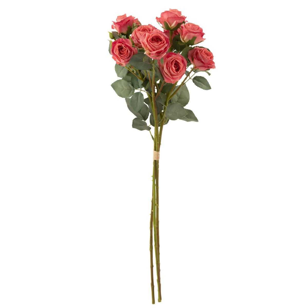 Bouquet Rose J-Line avec 12 têtes, élégant et réaliste, en plastique de couleur rose.