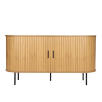 Buffet scandinave en mélamine chêne avec pieds en métal noir