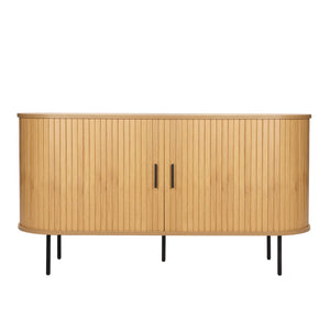 Buffet scandinave en mélamine chêne avec pieds en métal noir