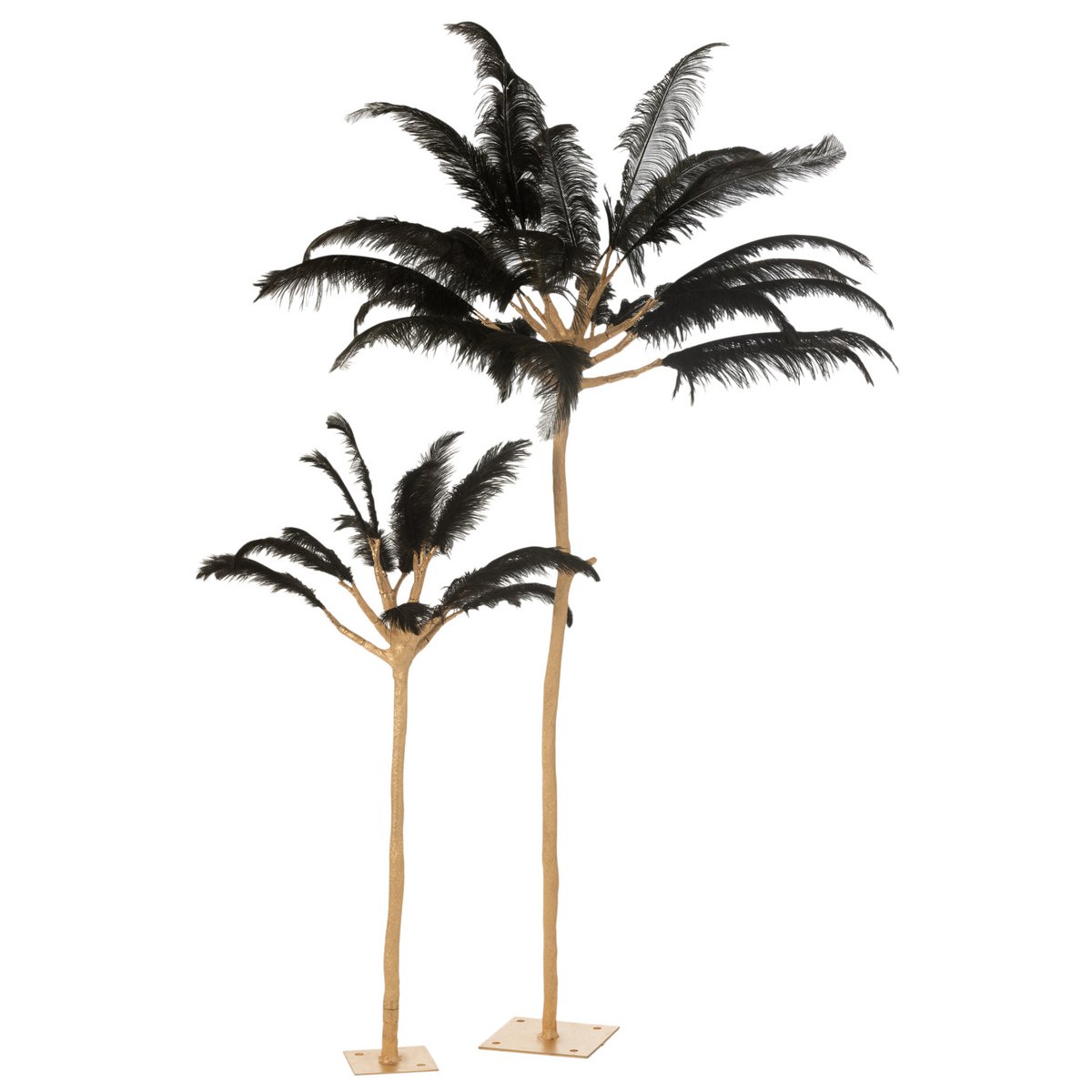 Détail de la sculpture Plumes d'Arbre en métal doré et noir