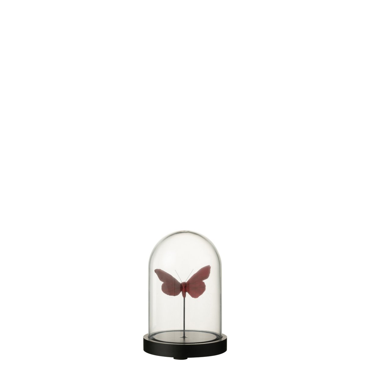 Cloche Papillons en verre rouge/bordeaux, élégante et décorative