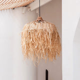 Lampe en Raphia KAWI avec longues franges, design élégant et artisanal