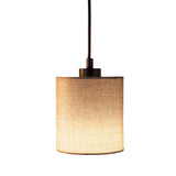 4 pendentif "Malte" en métal et en bois, avec parasols textiles en gris et blanc, socket e27, éclairage pour le salon, le bureau ou la table de chevet