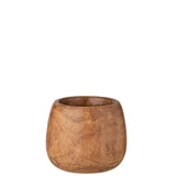 Pot de fleurs en bois Paulownia marron de J-Line, élégant et naturel, diamètre 22,5 cm